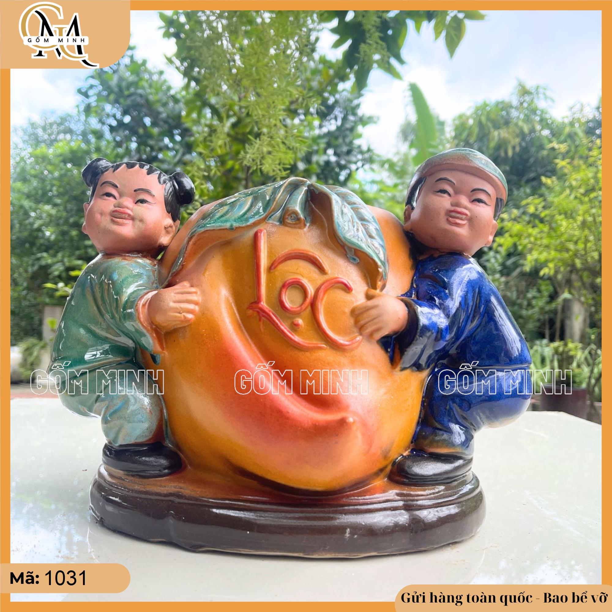 Chậu tượng Tiên Đồng Ngọc Nữ ôm đào