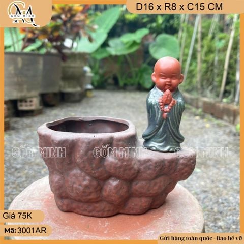 Chậu tượng chú tiểu mini, chậu tượng mini, chậu tượng bonsai mini trồng cây, trồng hoa