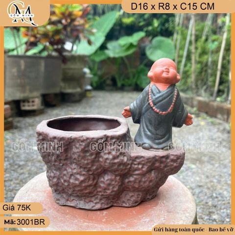 Chậu tượng chú tiểu mini, chậu tượng mini, chậu tượng bonsai mini trồng cây, trồng hoa