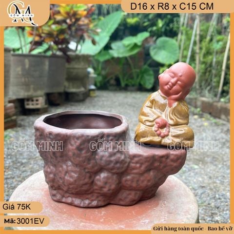 Chậu tượng chú tiểu mini, chậu tượng mini, chậu tượng bonsai mini trồng cây, trồng hoa