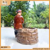 Chậu tượng cô Tấm ngồi bên giếng nước 2 kích thước, chậu tượng trồng cây bonsai trang trí nhà cửa
