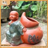 Chậu tượng chú tiểu Phúc Lộc Thọ, chậu tượng chú tiểu mini, chậu tượng trồng cây