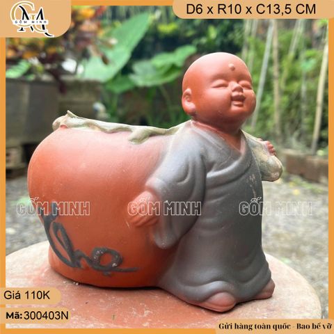 Chậu tượng chú tiểu Phúc Lộc Thọ, chậu tượng chú tiểu mini, chậu tượng trồng cây