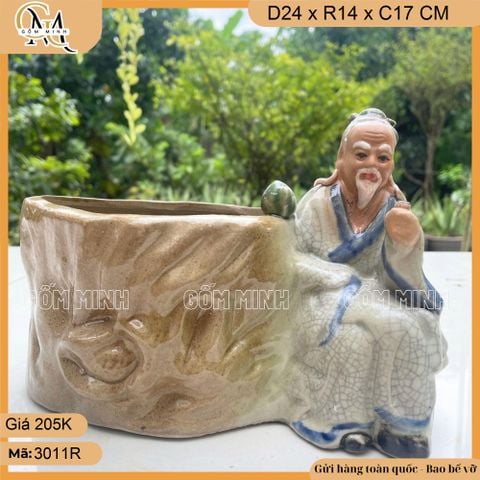 Chậu tượng thần trà bé, chậu tượng tiên ông uống trà, chậu tượng trồng cây trang trí nhà cửa