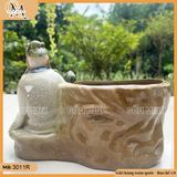 Chậu tượng thần trà bé, chậu tượng tiên ông uống trà, chậu tượng trồng cây trang trí nhà cửa