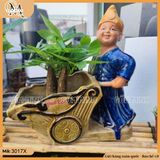 Chậu tượng cậu bé đẩy xe, chậu tượng bonsai, chậu trồng cây trang trí nhà cửa
