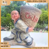 Chậu tượng chú tiểu cõng giỏ, chậu tượng cậu bé cõng giỏ, chậu bonsai trồng cây