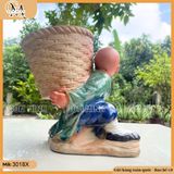 Chậu tượng chú tiểu cõng giỏ, chậu tượng cậu bé cõng giỏ, chậu bonsai trồng cây