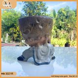 Chậu tượng Lỗ Trí Thâm cõng cây nhỏ, chậu tượng bonsai Lỗ Trí Thâm gốm Bát Tràng