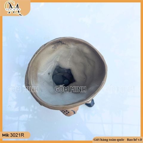 Chậu tượng Lỗ Trí Thâm cõng cây nhỏ, chậu tượng bonsai Lỗ Trí Thâm gốm Bát Tràng