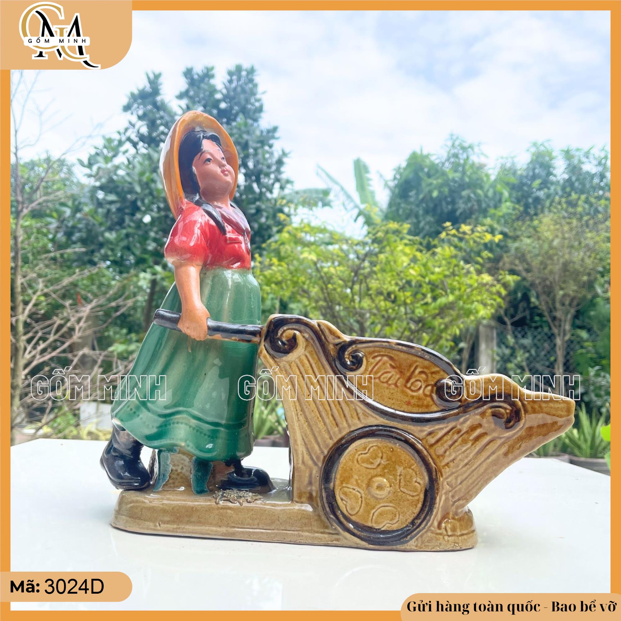 Chậu tượng cô gái đẩy xe