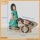 Chậu tượng cô gái đẩy xe, chậu trồng cây, chậu trồng hoa trang trí sân vườn