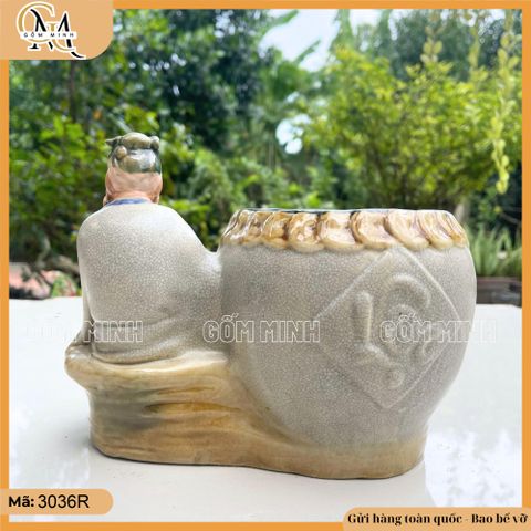Chậu tượng thần trà Lộc, chậu tượng tiên ông thưởng trà trồng cây - mang Lộc vào nhà