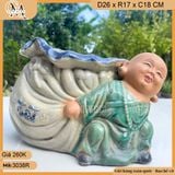 Chậu tượng chú tiểu kéo túi tiền, chậu tượng bonsai, chậu tượng trồng cây trang trí nhà cửa