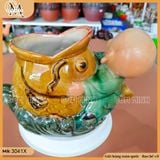 Chậu tượng chú tiểu cưỡi cá chép, chậu tượng bonsai, chậu trồng cây trang trí sân vườn