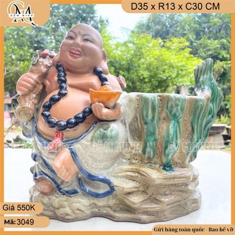 Chậu tượng Di Lặc núi, chậu tượng phật Di Lặc tay cầm thỏi vàng - biểu tượng của sự thịnh vượng