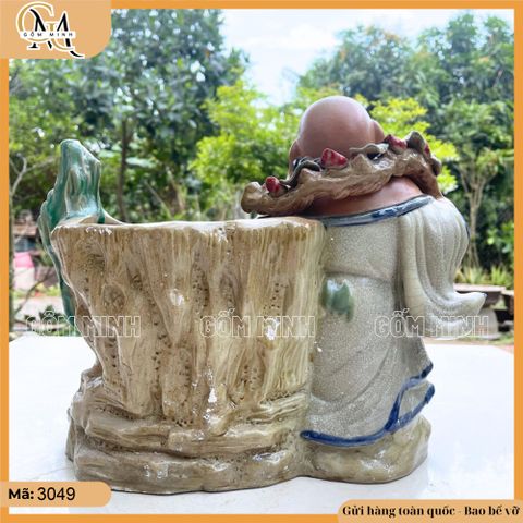 Chậu tượng Di Lặc núi, chậu tượng phật Di Lặc tay cầm thỏi vàng - biểu tượng của sự thịnh vượng