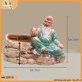 Chậu tượng thọ đào, chậu tượng ông thọ cầm đào tiên - chậu trồng cây biểu tượng cho sức khỏe và trường thọ