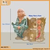 Chậu tượng chú tiểu ngồi gốc cây Tài Lộc, chậu tiểu cảnh bonsai trồng cây