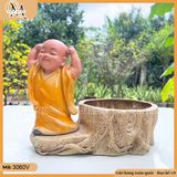 Chậu tượng chú tiểu gốm Bát Tràng trồng cây, trang trí sân vườn