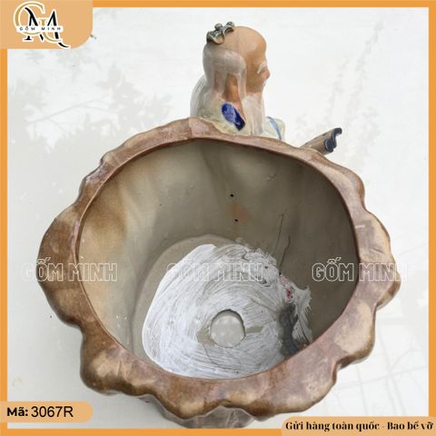Chậu tượng Lão Tử đọc sách size lớn, chậu tượng bonsai đọc sách, chậu trồng cây thu hút tài lộc