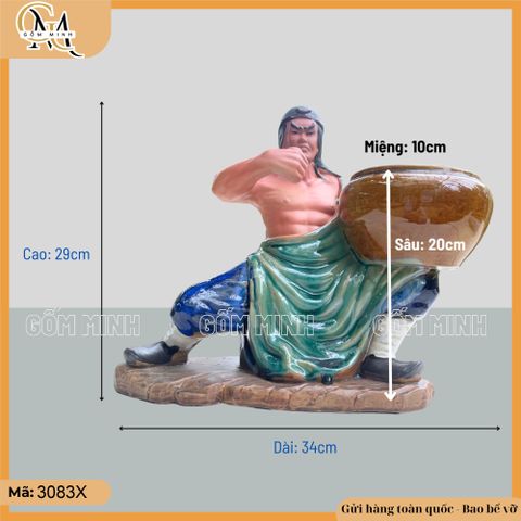 Chậu tượng Võ Tòng ôm vò, chậu tượng trồng cây, chậu bonsai trồng cây trang trí nhà cửa