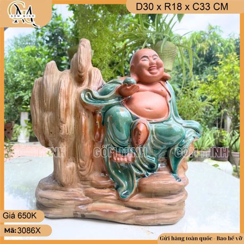 Chậu tượng Di Lặc tọa sơn, chậu phật Di Lặc dựa núi, chậu tượng phong thủy thu hút tài lộc
