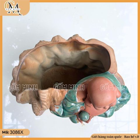 Chậu tượng Di Lặc tọa sơn, chậu phật Di Lặc dựa núi, chậu tượng phong thủy thu hút tài lộc