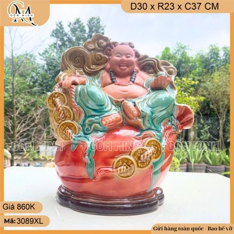 Chậu Tượng Di Lặc Ngai Vàng Gốm Bát Tràng, Chậu Tượng Phật Di Lặc - Chậu Trồng Cây, Chậu Bonsai
