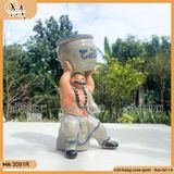 Chậu tượng Lỗ Trí Thâm nhỏ cao 26cm dáng 2 tay dâng vò, chậu bonsai Lỗ Trí Thâm gốm Bát Tràng