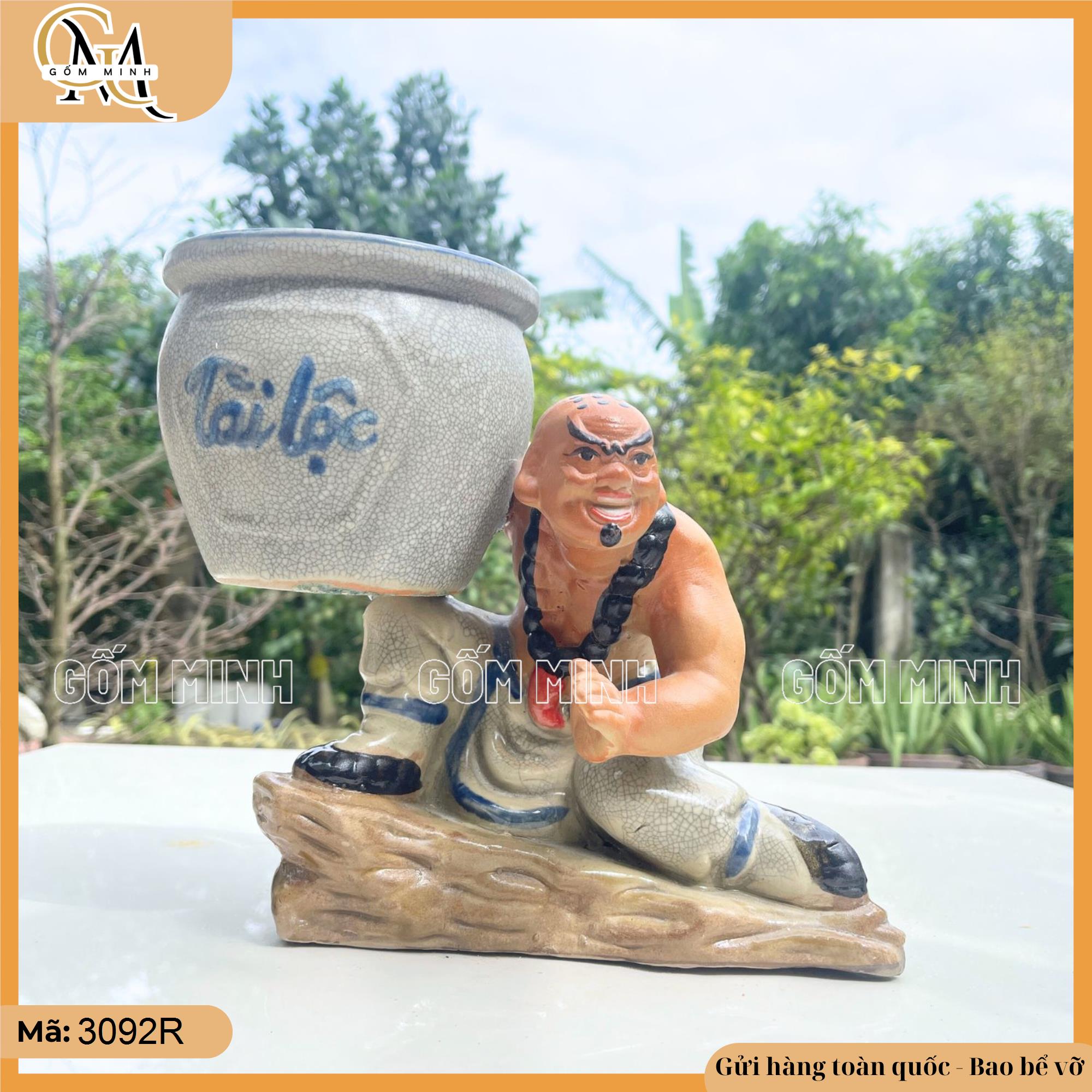 Chậu tượng Lỗ Trí Thâm cao 23cm 1 tay ôm vò