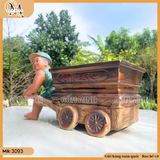 Chậu tượng chú bé kéo xe, chậu tượng gốm Bát Tràng đẹp, sắc nét, chậu trồng cây bonsai