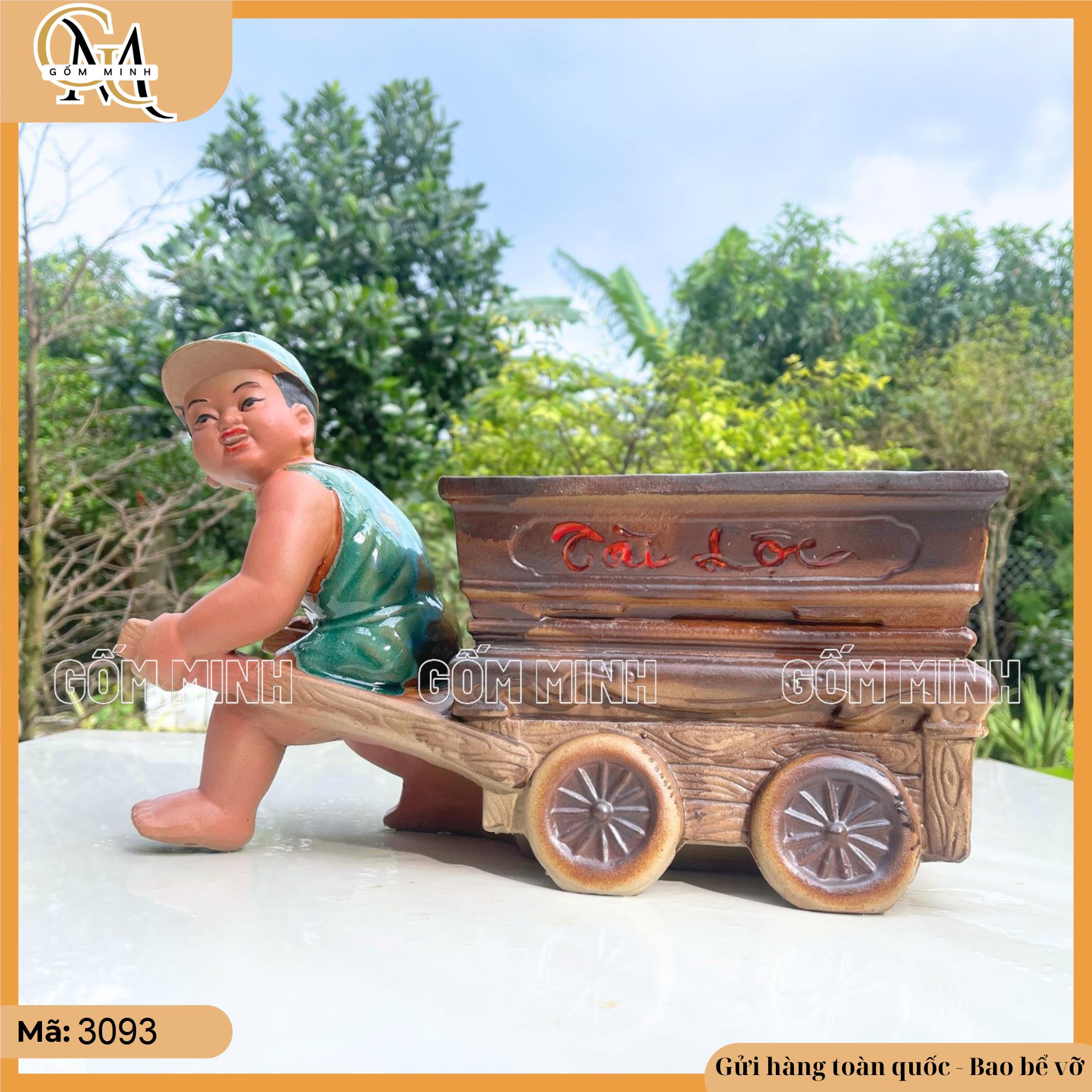 Chậu tượng chú bé kéo xe