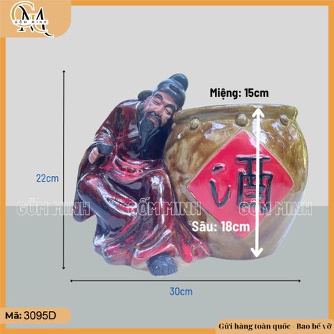 Chậu trồng cây dáng ông say bên vò men hỏa biến, chậu tượng bonsai điểm nhấn nghệ thuật cho không gian sống