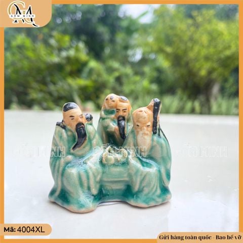 Tiểu cảnh mini tam đa bàn đào gốm Bát Tràng trang trí bonsai, thác nước, non bộ
