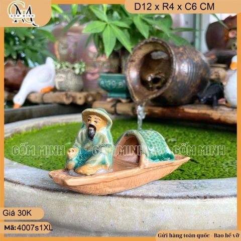 Tiểu cảnh thuyền câu nhỏ 2 mẫu trang trí hòn non bộ, bể cá
