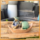 Tiểu cảnh thuyền câu nhỏ 2 mẫu trang trí hòn non bộ, bể cá