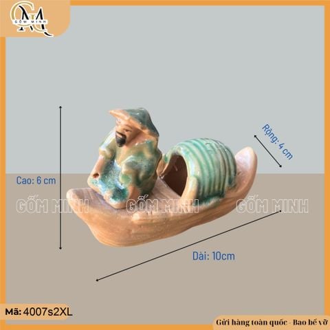 Tiểu cảnh thuyền câu nhỏ 2 mẫu trang trí hòn non bộ, bể cá