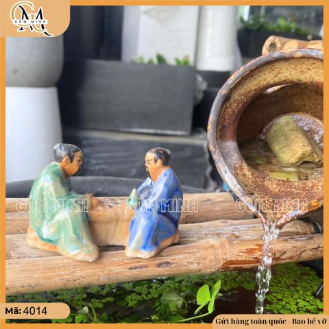 Tiểu cảnh cờ bệt nhỏ gốm Bát Tràng trang trí bonsai, non bộ, thác nước, decor bàn trà