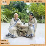 Tiểu cảnh hai ông đánh cờ gốm Bát Tràng trang trí bonsai, non bộ, bàn làm việc