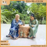 Tiểu cảnh hai ông đánh cờ gốm Bát Tràng trang trí bonsai, non bộ, bàn làm việc