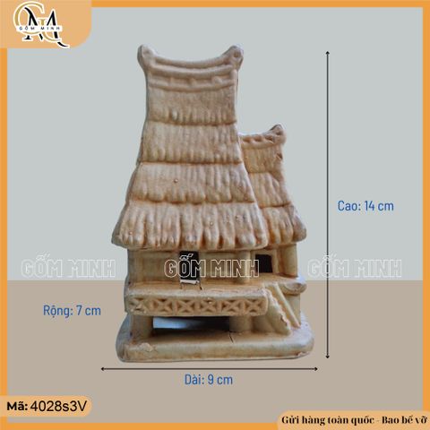 Tiểu cảnh nhà rông nhiều kích thước, mô hình nhà rông gốm Bát Tràng, tiểu cảnh trang trí