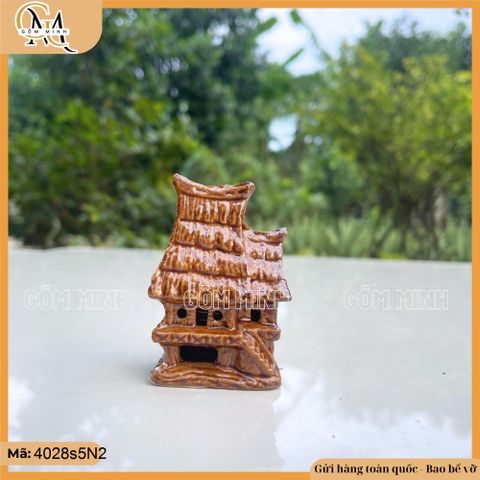Tiểu cảnh nhà rông nhiều kích thước, mô hình nhà rông gốm Bát Tràng, tiểu cảnh trang trí