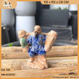 Tiểu cảnh ông gánh củi mini 2 mẫu gốm bát tràng trang trí non bộ, thác nước