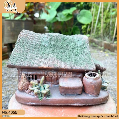 Mô hình nhà gốm mái phủ rêu nhiều mẫu trang trí bonsai, trang trí mô hình tiểu cảnh làng quê