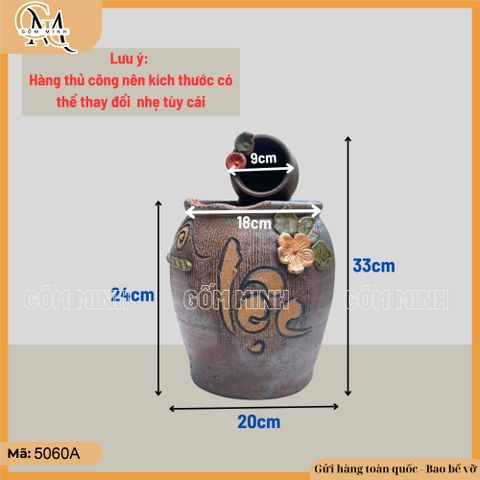 Chum lu thác nước gốm cao 33cm, 37cm (Kiểu ngẫu nhiên) - Tạo nét bình yên cho không gian sống