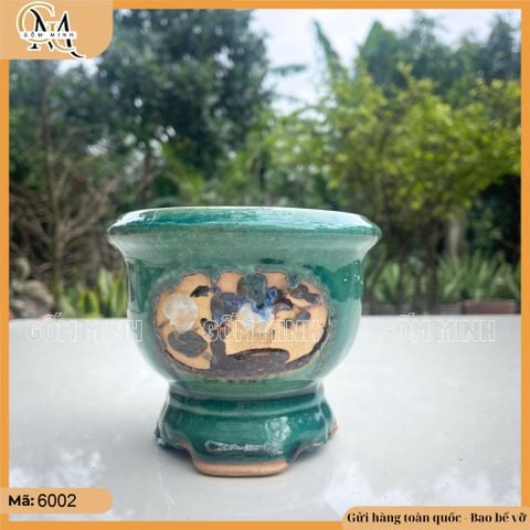 Chậu tròn ly mini 13cm, chậu bonsai mini, chậu giả cổ mini men cao cấp gốm Hoàng
