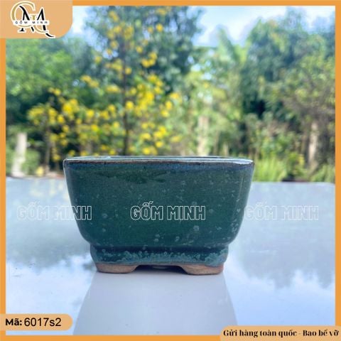 Chậu vuông trơn mini, chậu giả cổ mini gốm Hoàng, chậu bonsai mini