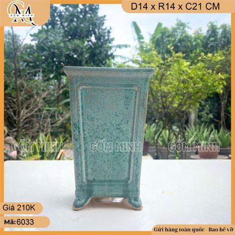 Chậu bonsai hình ống trơn cao 21cm, chậu bonsai ống trơn men giả cổ cao cấp, cốt dày