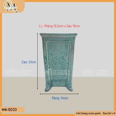 Chậu bonsai hình ống trơn cao 21cm, chậu bonsai ống trơn men giả cổ cao cấp, cốt dày